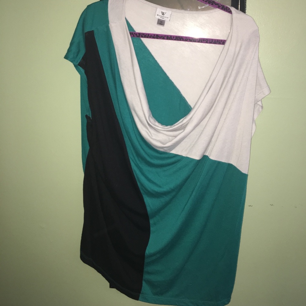 Worthington color block drape neck top